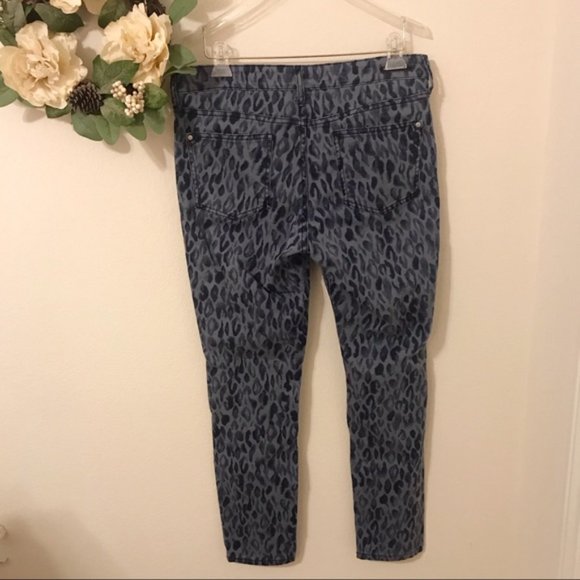 Anthropologie Pilcro Blue Leopard Skinny Jeans - Picture 2 of 5